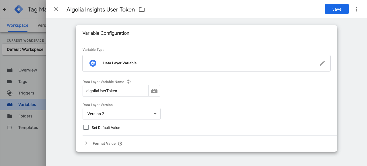 Add User Token Data Layer variable in GTM