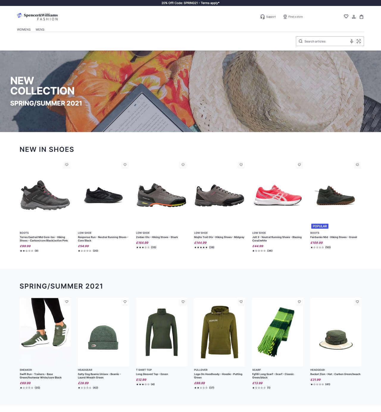 The Ecommerce UI template consists of UI components