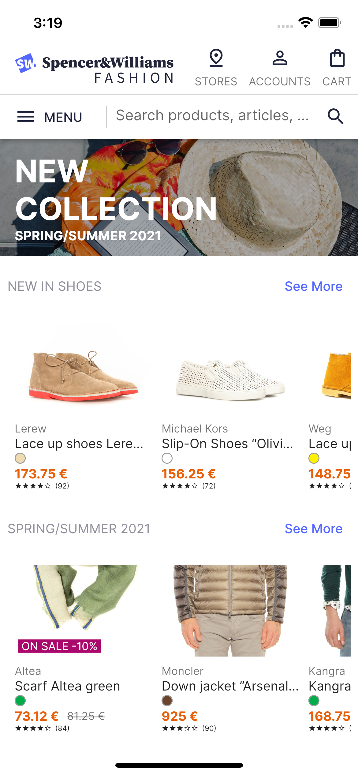 The Ecommerce UI template consists of UI components