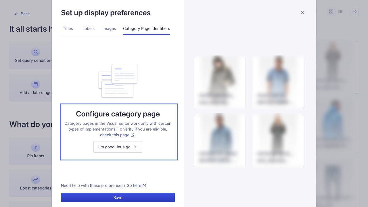 Configure a category page for which you want to adjust facet ordering