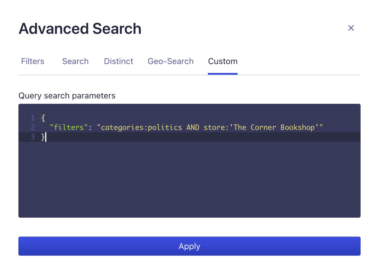 Where to enter custom search parameters