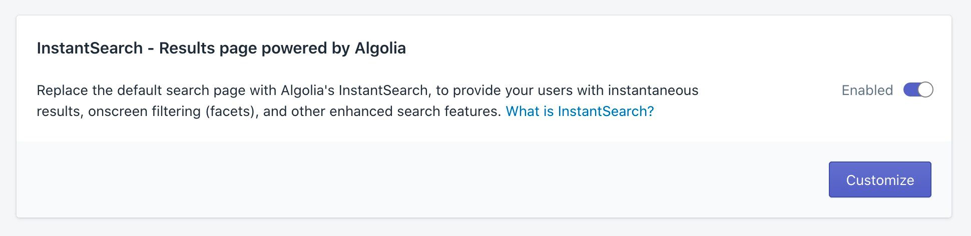 InstantSearch settings